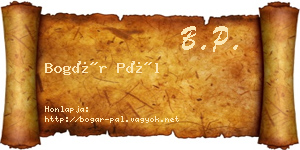 Bogár Pál névjegykártya
