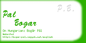 pal bogar business card